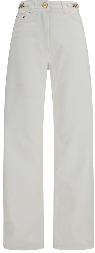 Versace Versace White Cotton Straight-Leg Jeans Wit