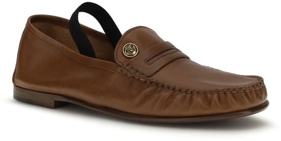 Versace Brown Lamb Ovis Aries Aries Slip-On Loafers Bruin