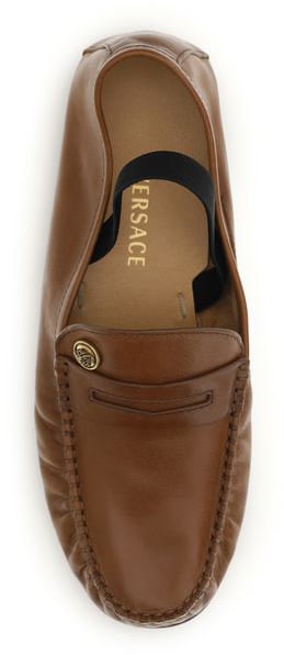 Versace Brown Lamb Ovis Aries Aries Slip-On Loafers Bruin