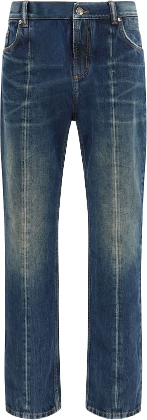 Versace Blue Cotton Straight-Leg Jeans Blauw