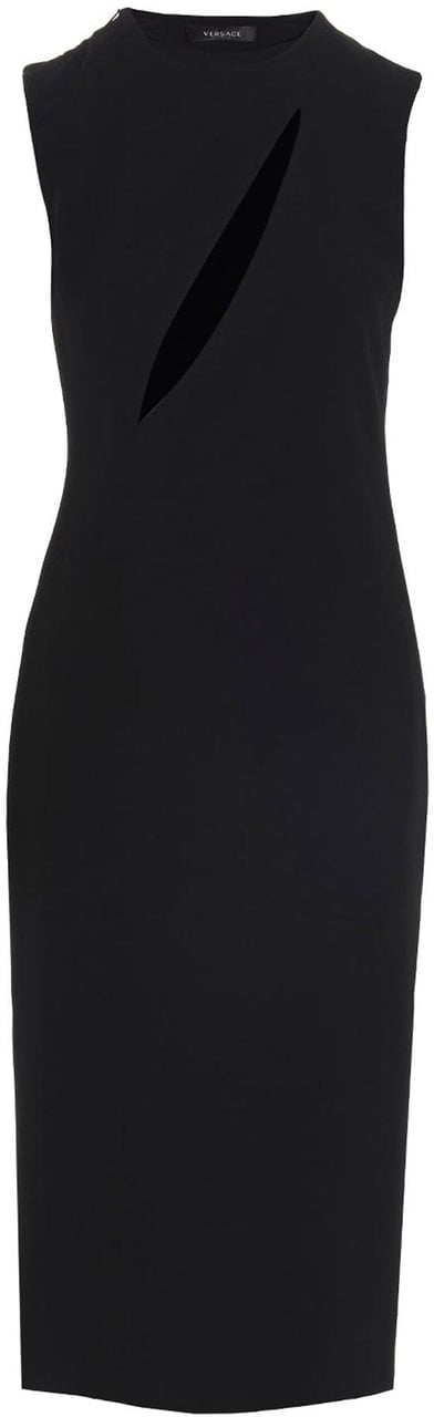 Versace Black Acetate Midi Dress Zwart