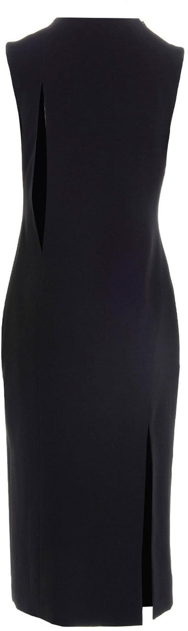 Versace Black Acetate Midi Dress Zwart