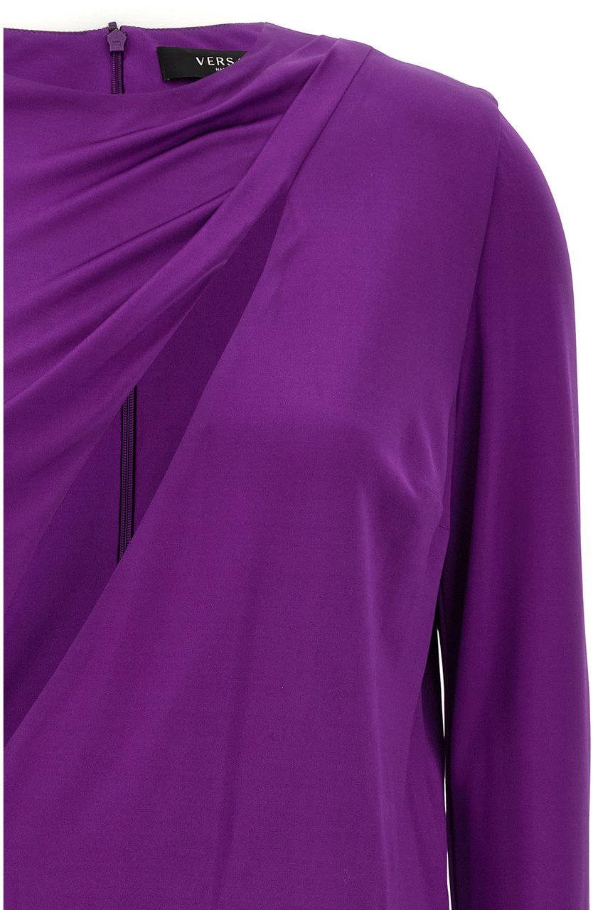 Versace Purple Viscose Short Dress Paars