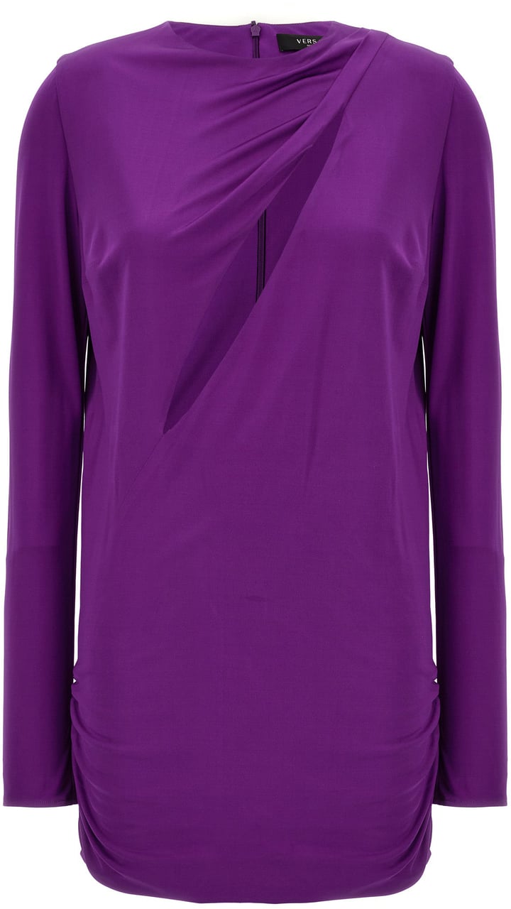 Versace Purple Viscose Short Dress Paars