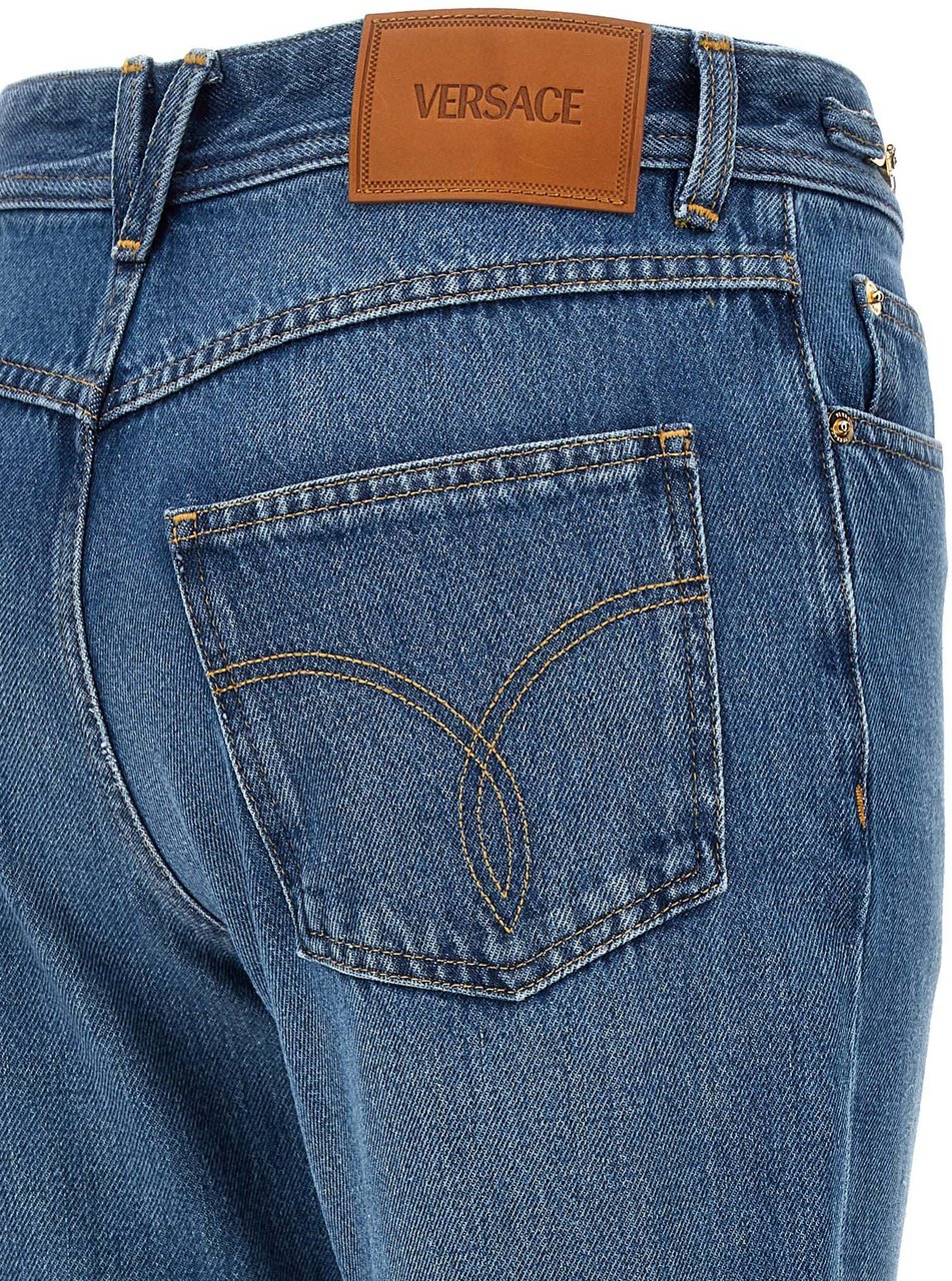 Versace Blue Cotton Flared Jeans Blauw