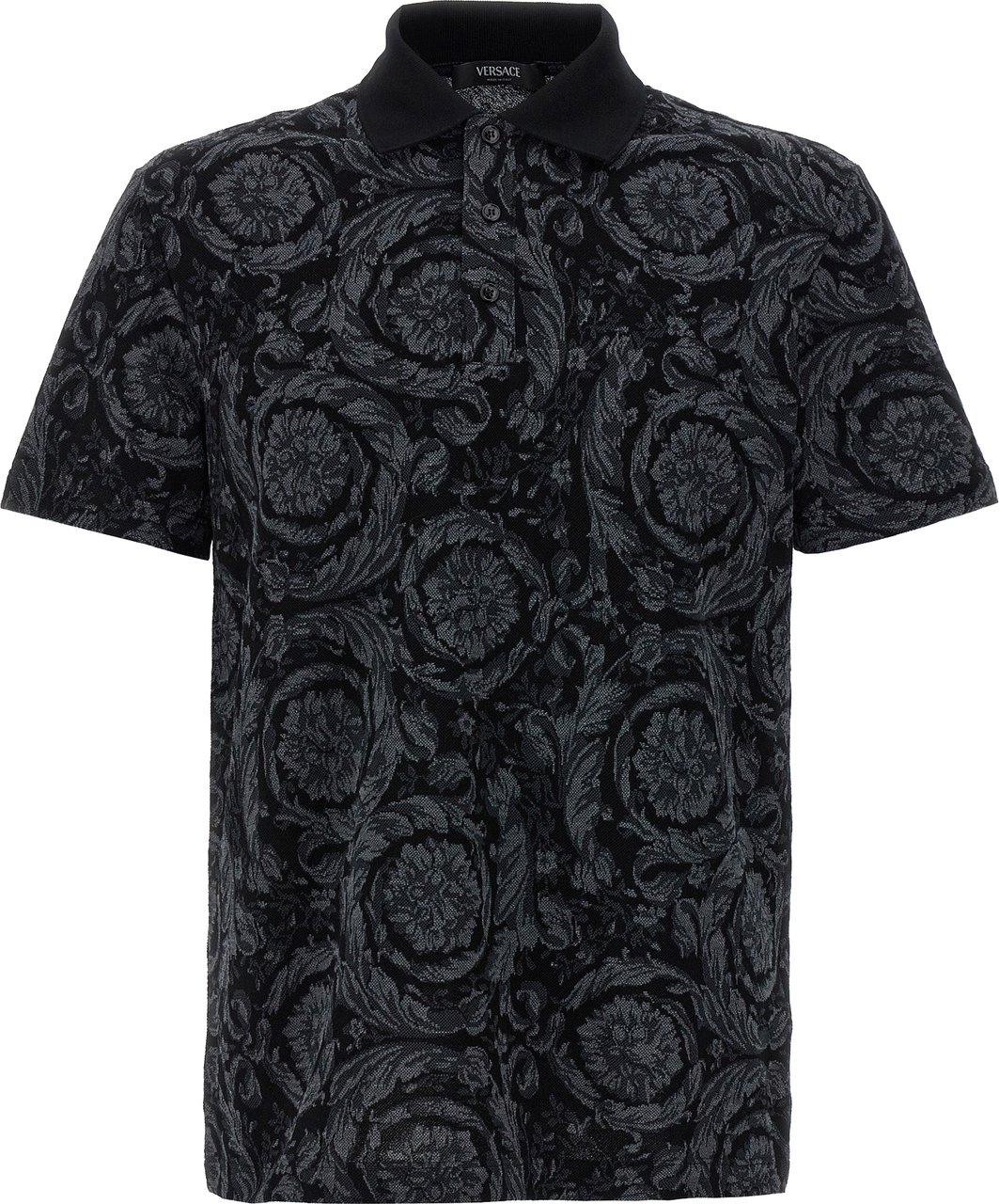 Versace Gray Cotton Polo Shirt Grijs