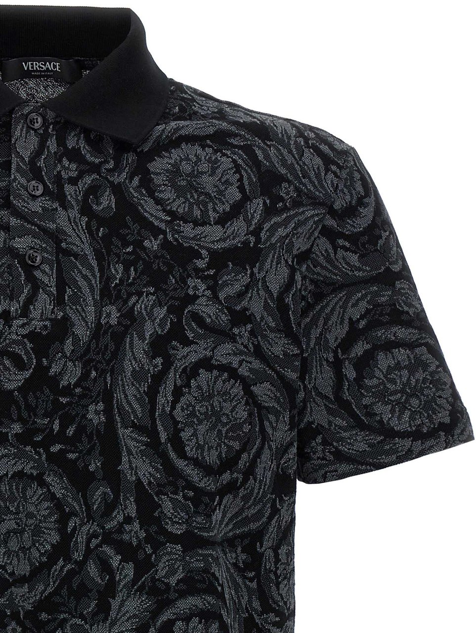 Versace Gray Cotton Polo Shirt Grijs