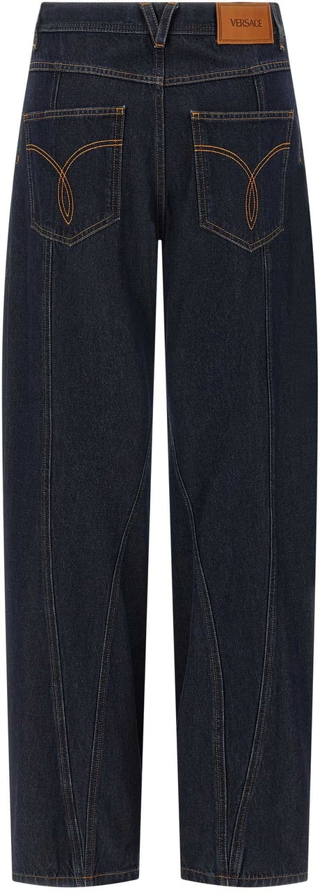 Versace Blue Cotton High-Waisted Jean Blauw