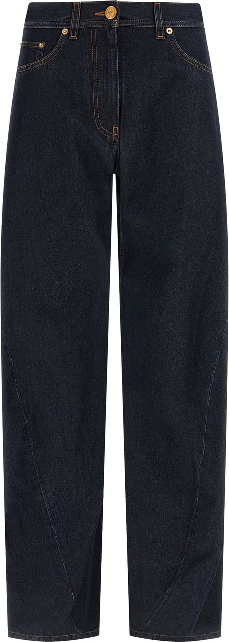 Versace Blue Cotton High-Waisted Jean Blauw