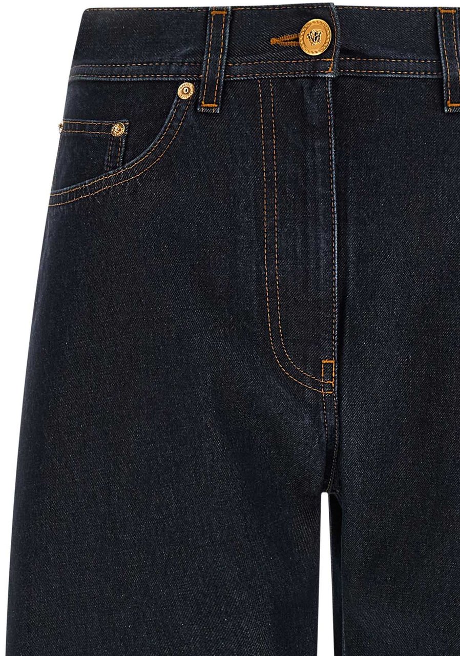 Versace Blue Cotton High-Waisted Jean Blauw