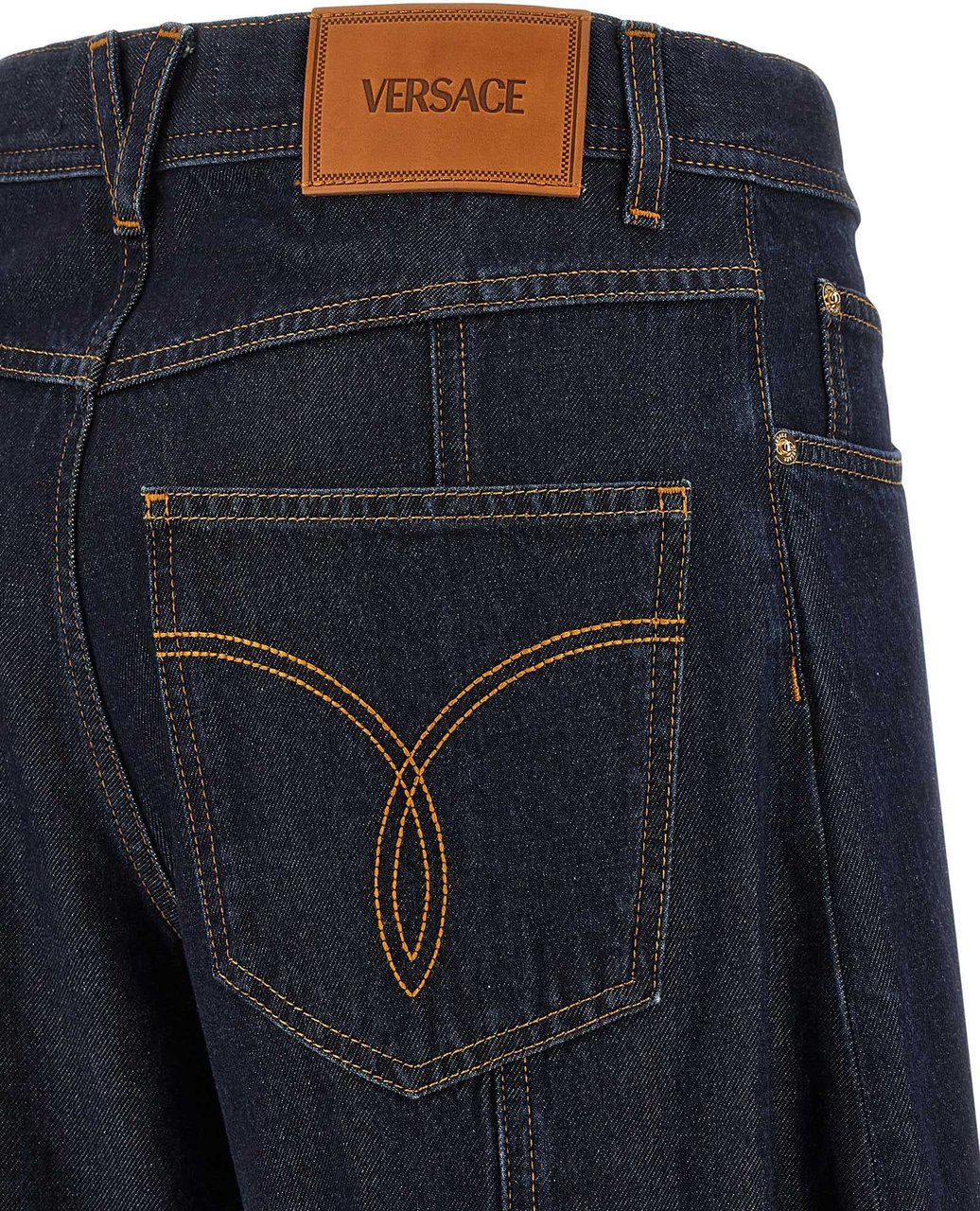 Versace Blue Cotton High-Waisted Jean Blauw