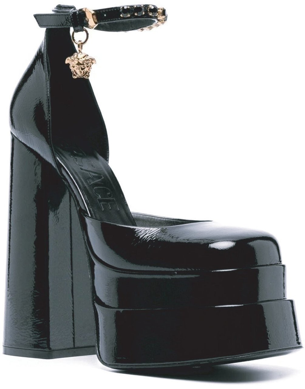 Versace Versace Leather Platform Sandals Zwart