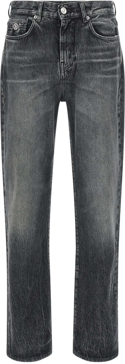 Versace Gray Cotton Straight-Leg Jeans Grijs