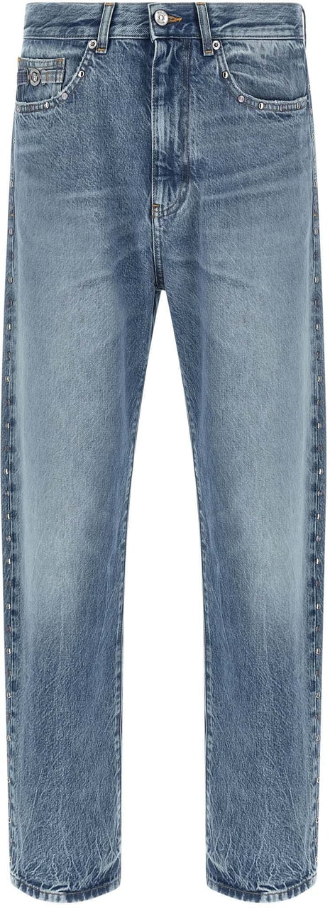 Versace Blue Cotton Straight-Leg Jeans Blauw