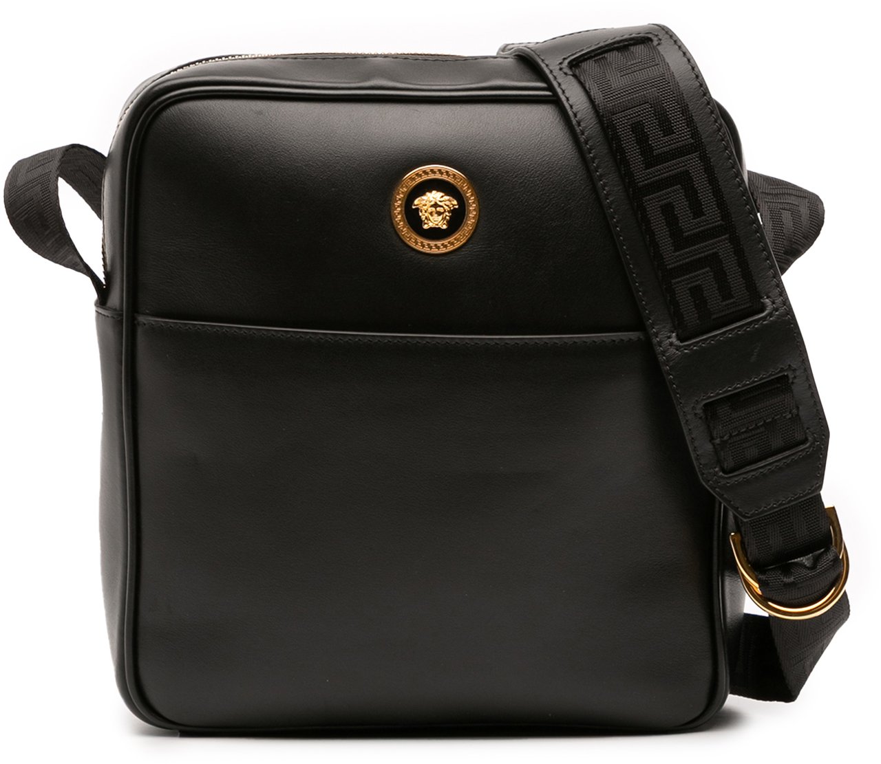 Versace Leather Medusa Crossbody Zwart