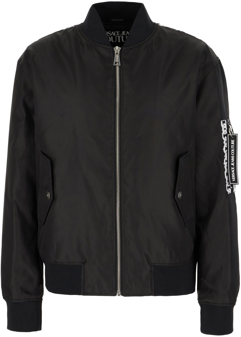 Versace Versace Black nylon bomber jacket Zwart