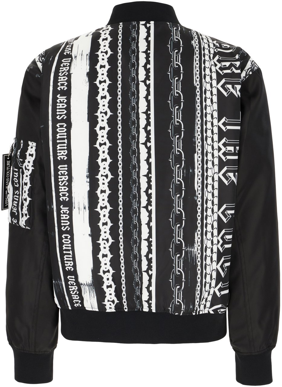 Versace Versace Black nylon bomber jacket Zwart