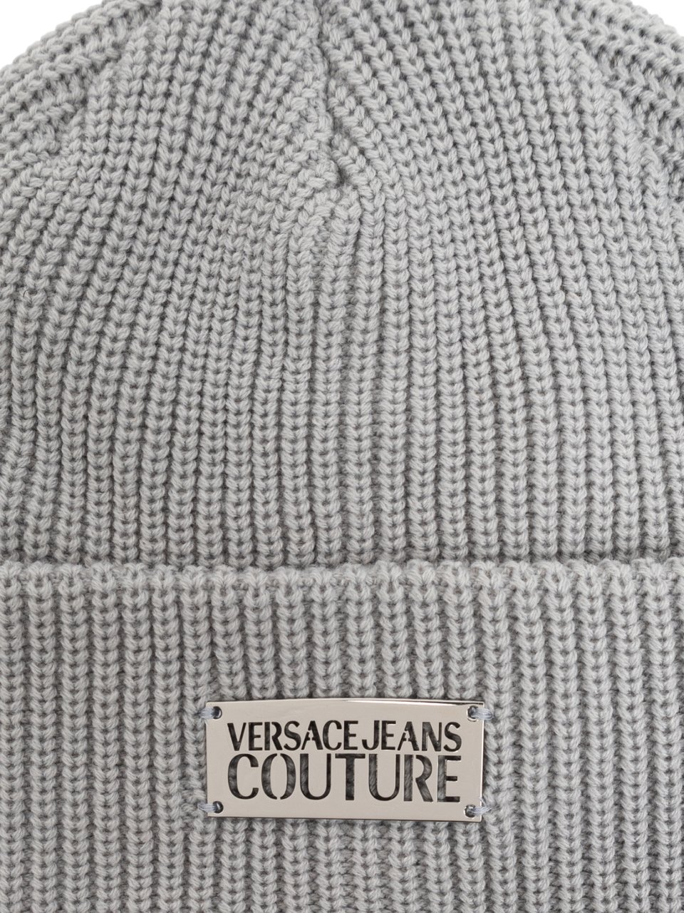 Versace Logo Plaque Beanie Grijs