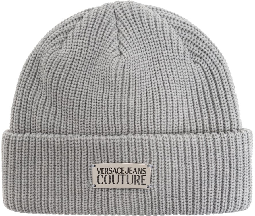 Versace Logo Plaque Beanie Grijs
