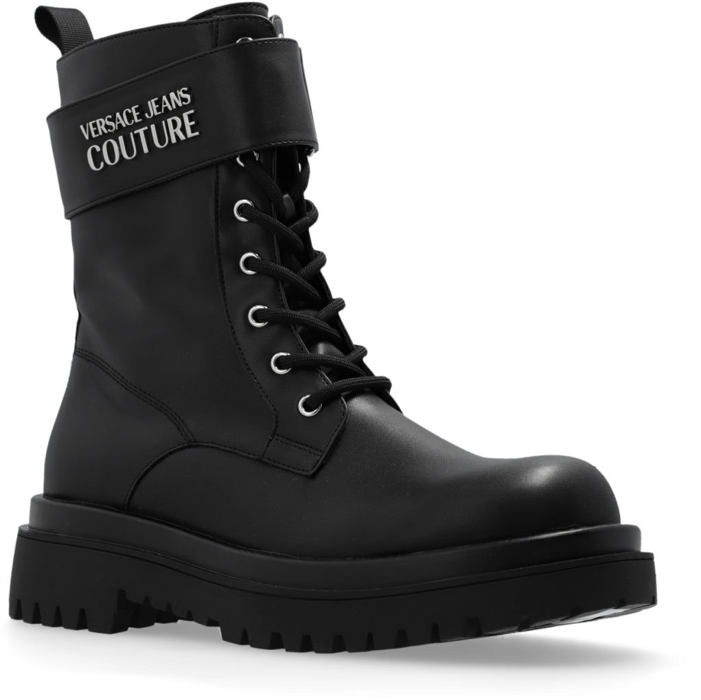 Versace Drew Logo Combat Boots Zwart