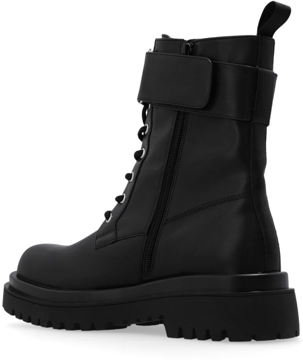 Versace Drew Logo Combat Boots Zwart