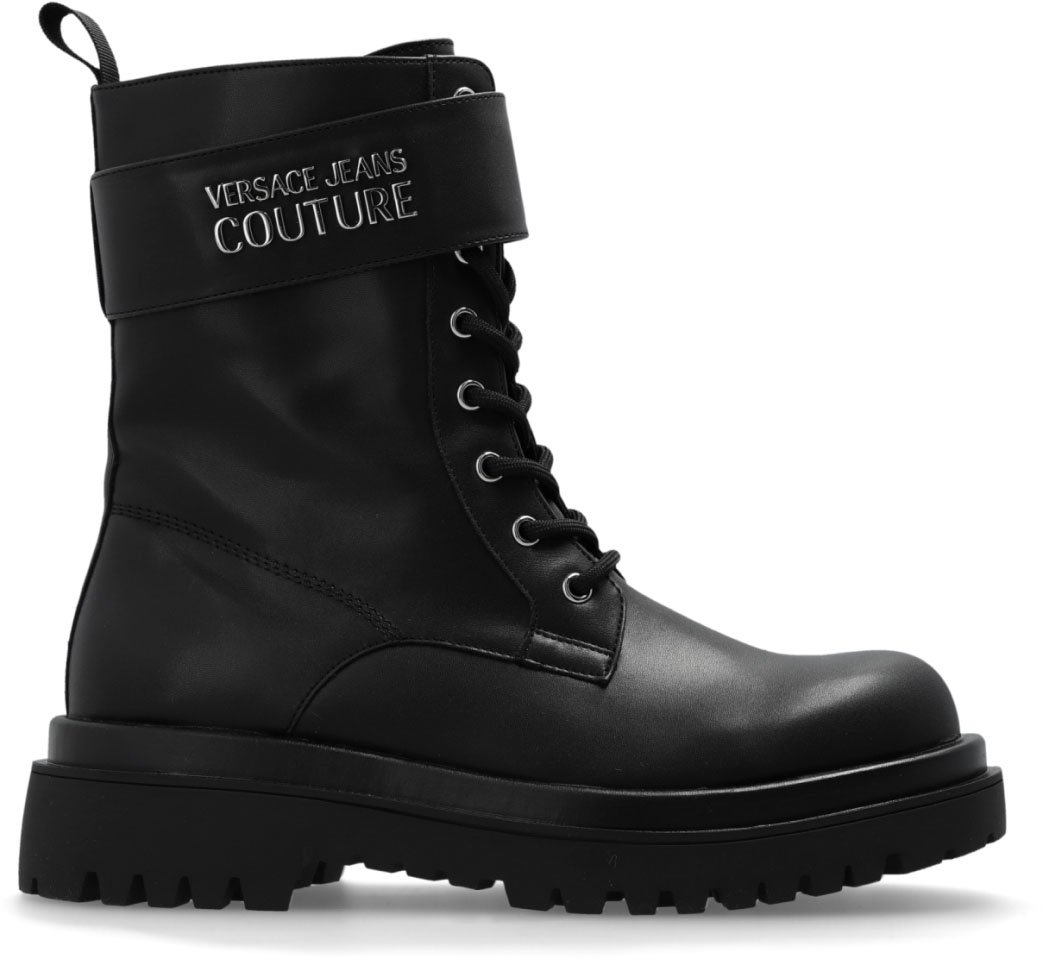 Versace Drew Logo Combat Boots Zwart