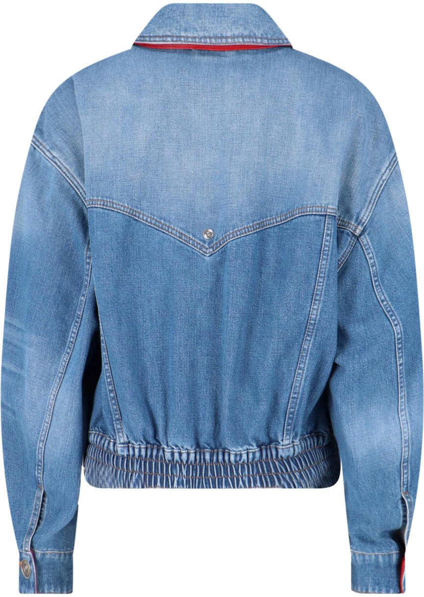 Versace Blue Cotton Denim Signature Details Jacket Blauw