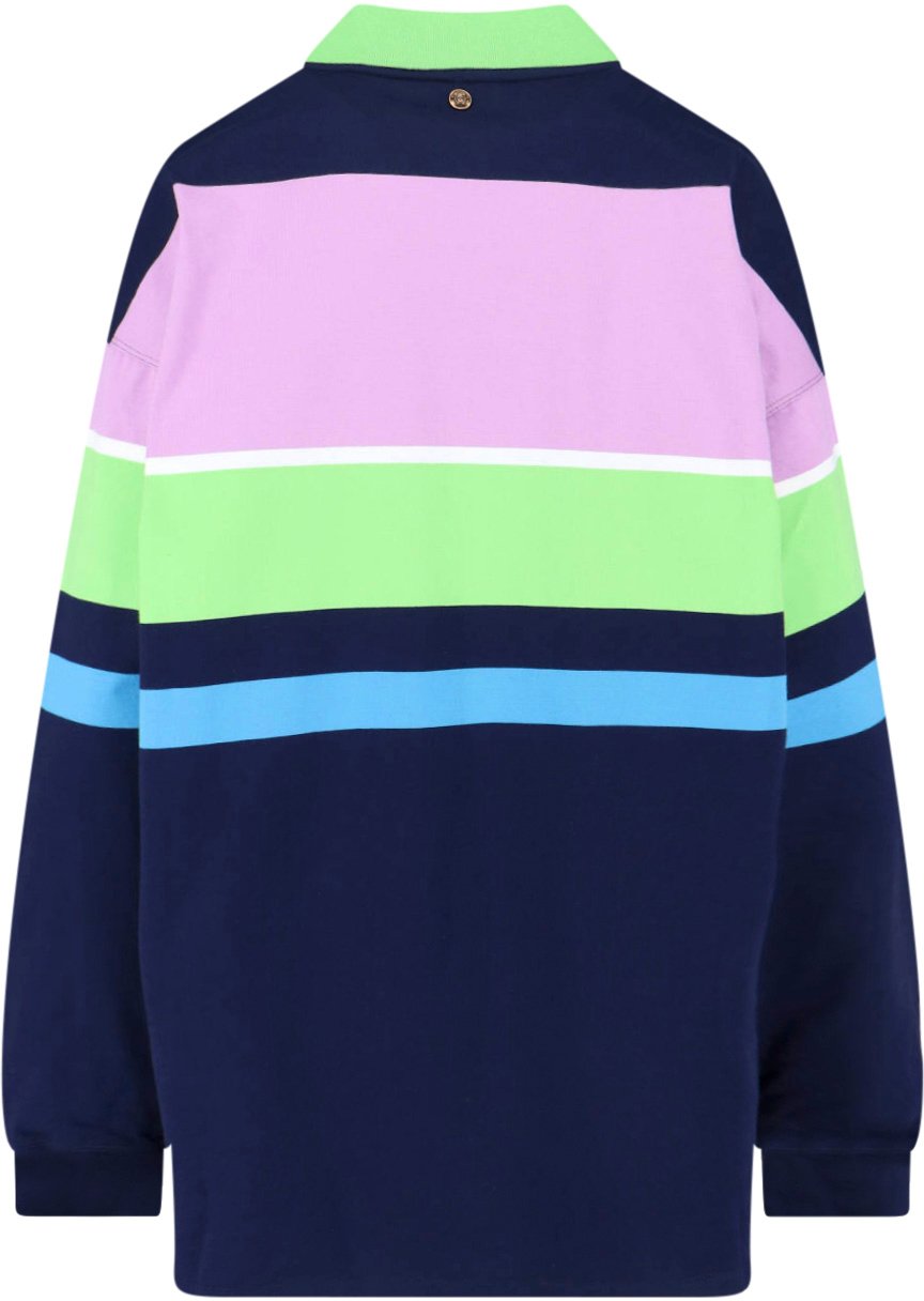 Versace Multicolor Striped Cotton Mini Dress Blauw