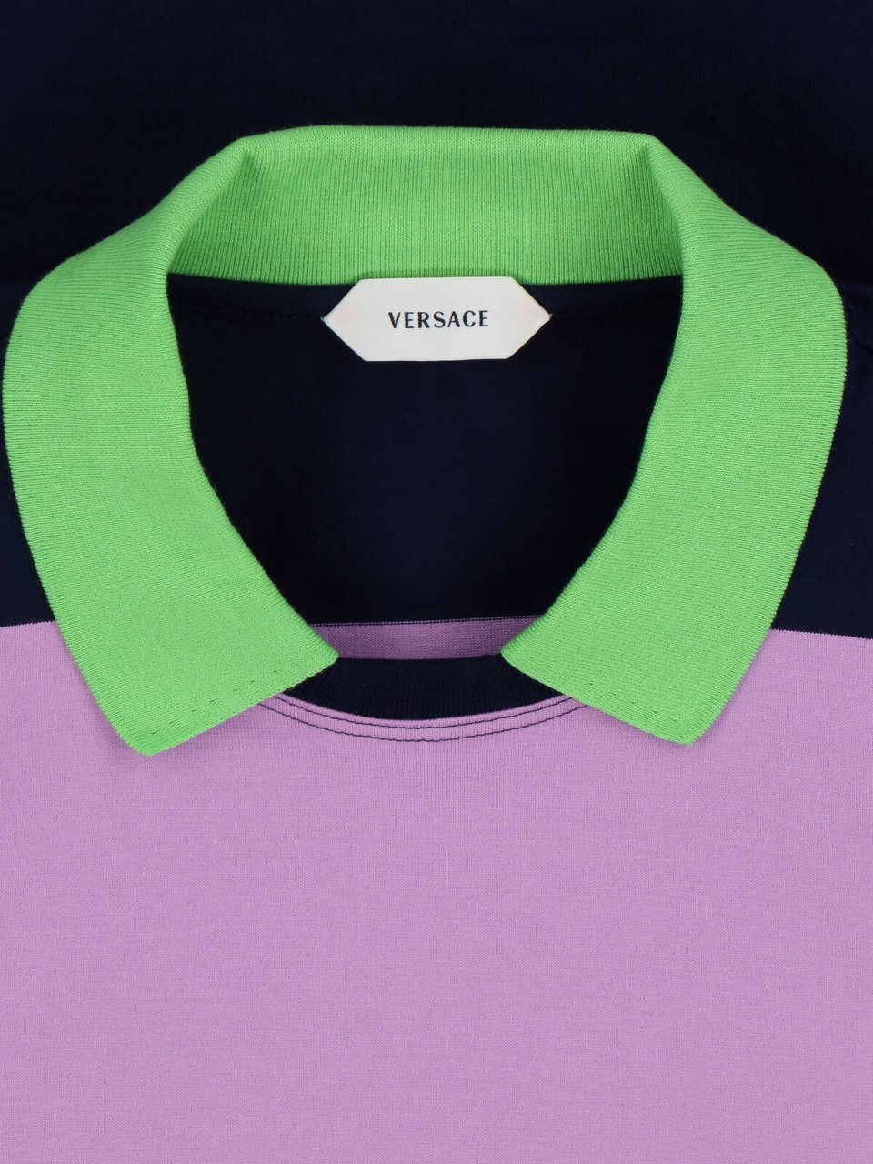 Versace Multicolor Striped Cotton Mini Dress Blauw