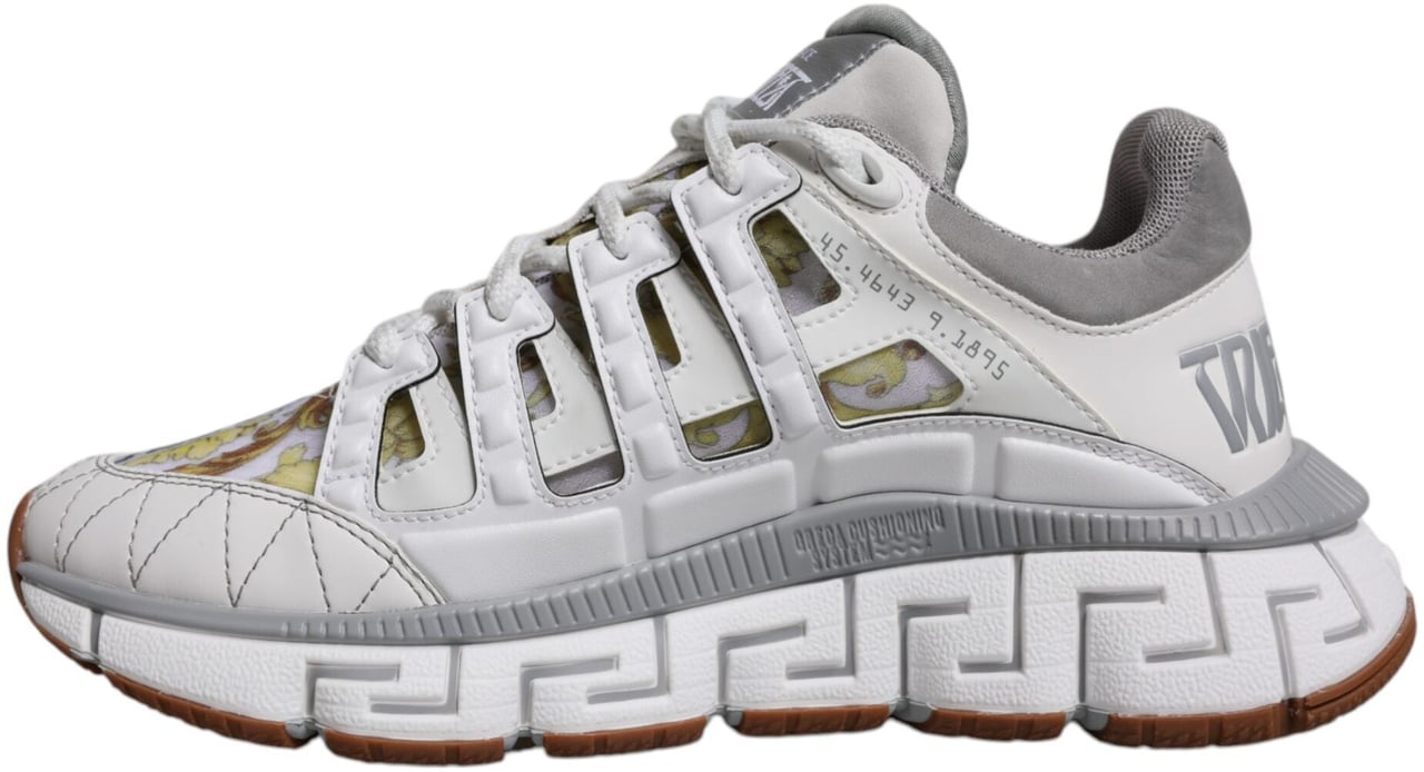 Versace White Trigreca Barocco Print Low Top Sneakers Shoes Wit