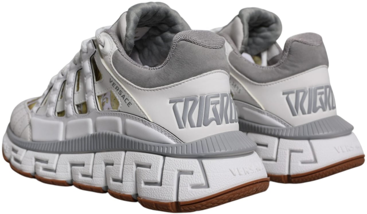 Versace White Trigreca Barocco Print Low Top Sneakers Shoes Wit