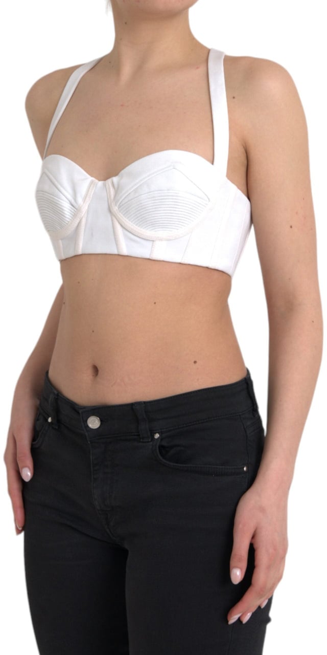 Versace White Viscose Bustier Sleeveless Cropped Top Wit