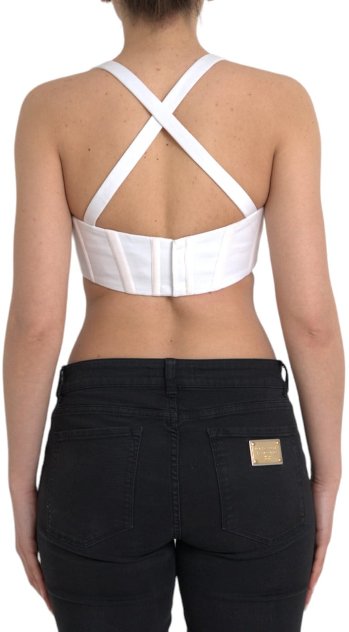 Versace White Viscose Bustier Sleeveless Cropped Top Wit