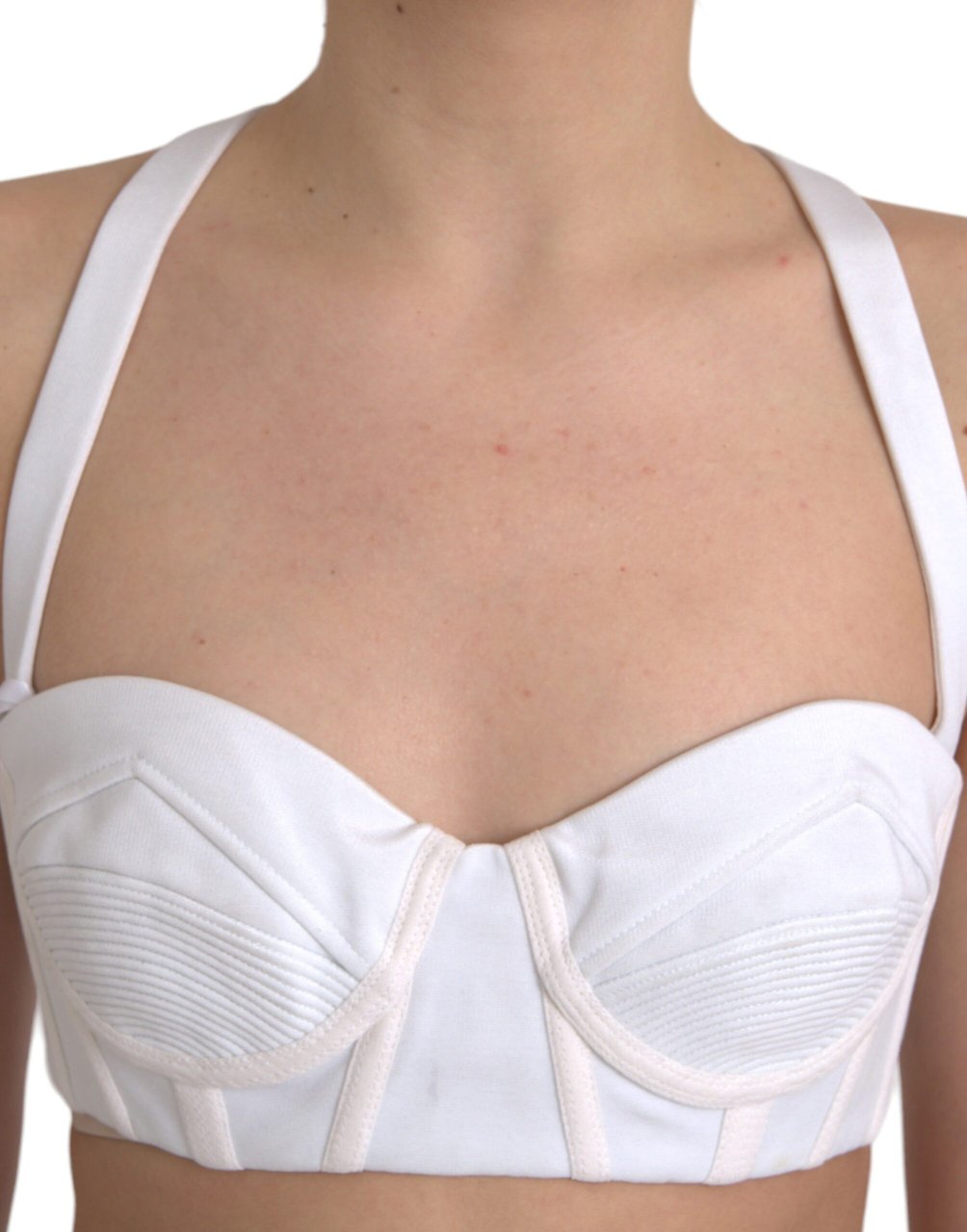 Versace White Viscose Bustier Sleeveless Cropped Top Wit