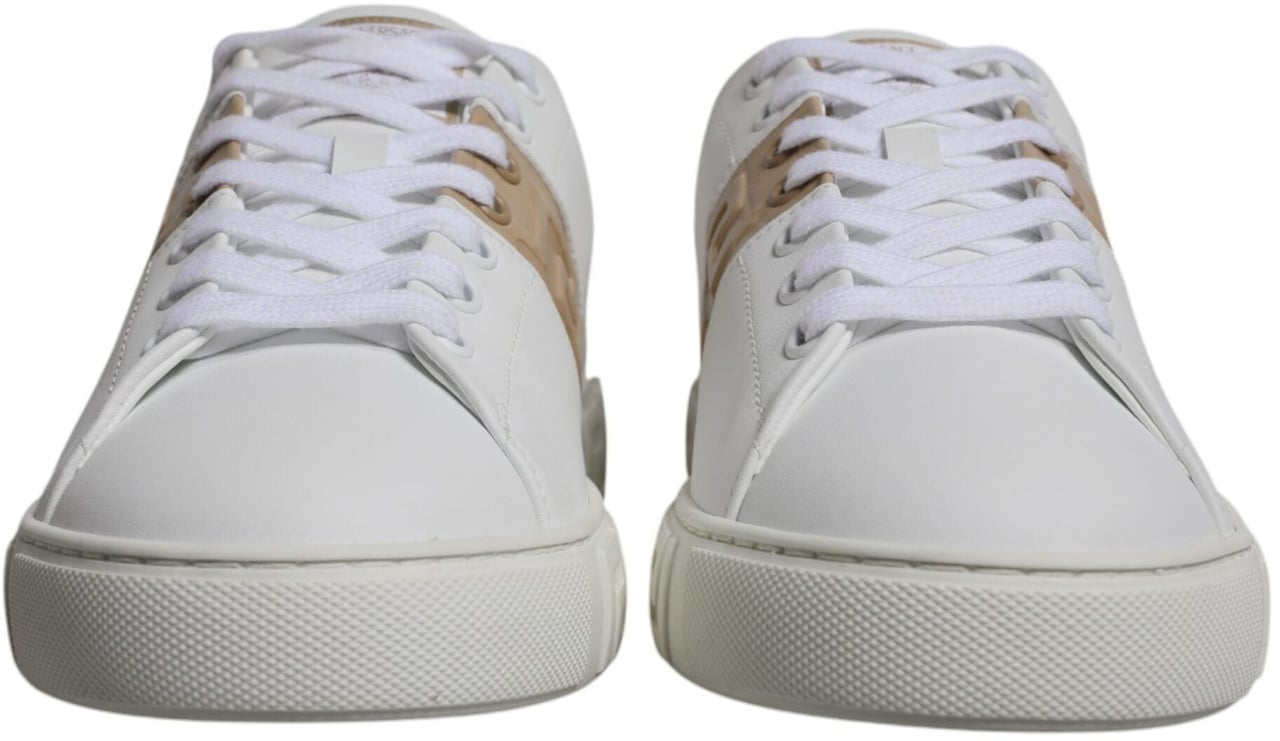 Versace White Brown Greca Print TPU Low Top Men Sneakers Shoes Wit