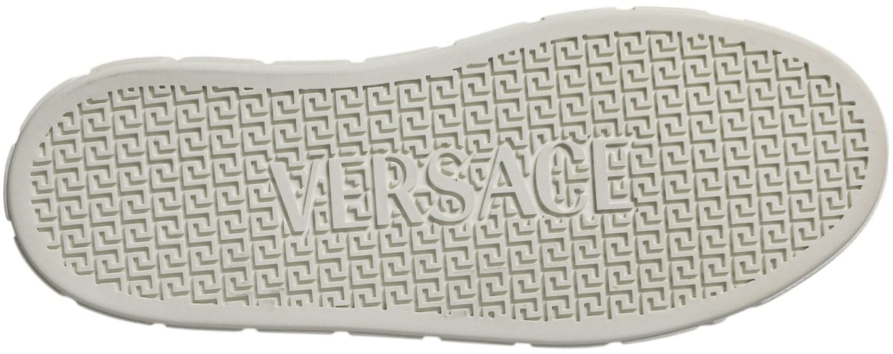 Versace White Brown Greca Print TPU Low Top Men Sneakers Shoes Wit
