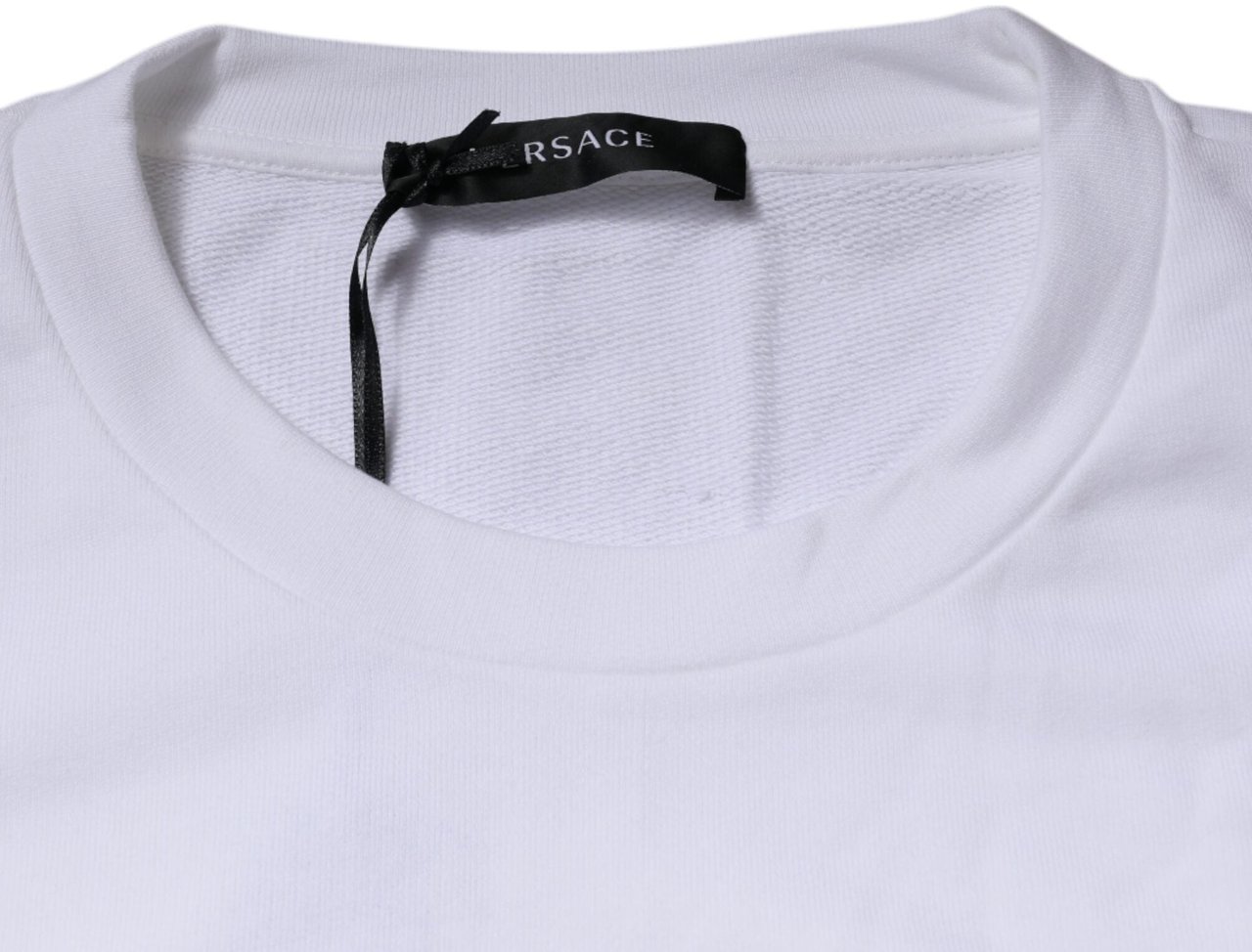 Versace White Medusa Embroidery Crew Neck Pullover Sweater Wit
