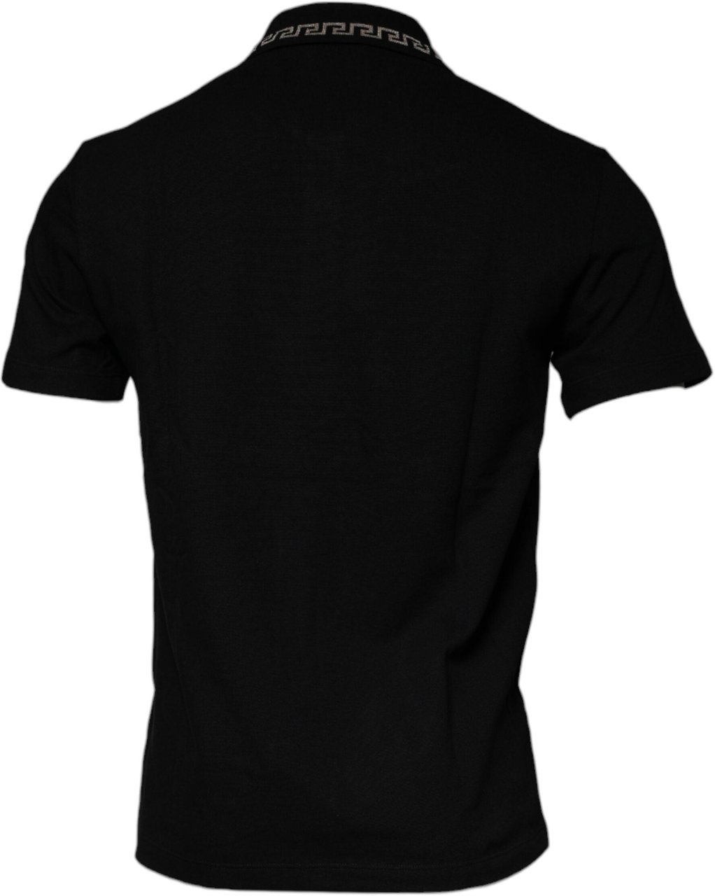 Versace Black Viscose Collared Polo Short Sleeves T-shirt Zwart