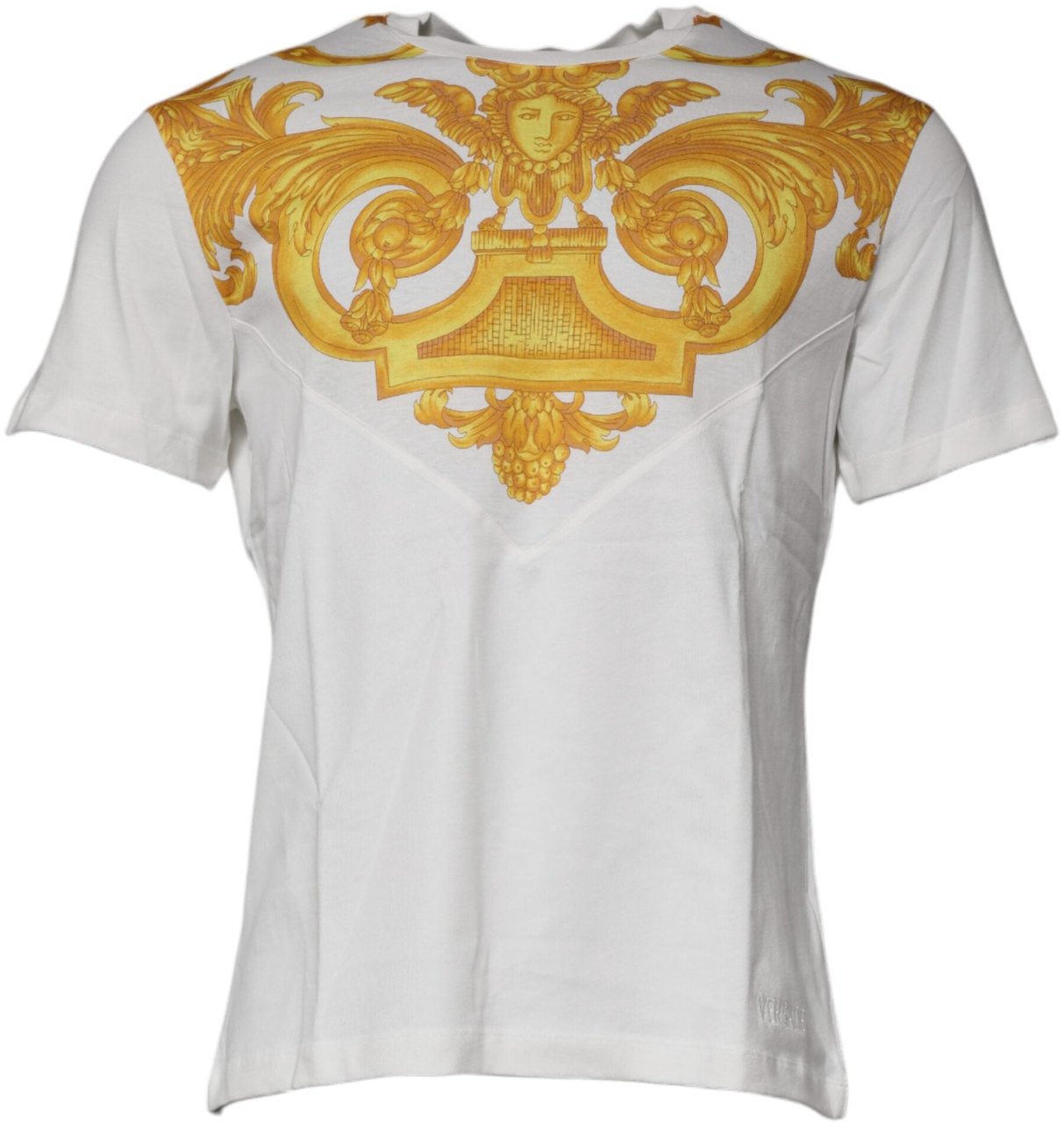 Versace White Medusa Print Cotton Crew Neck T-shirt Wit
