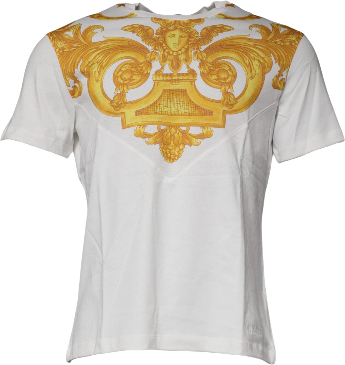 Versace White Medusa Print Cotton Crew Neck T-shirt Wit