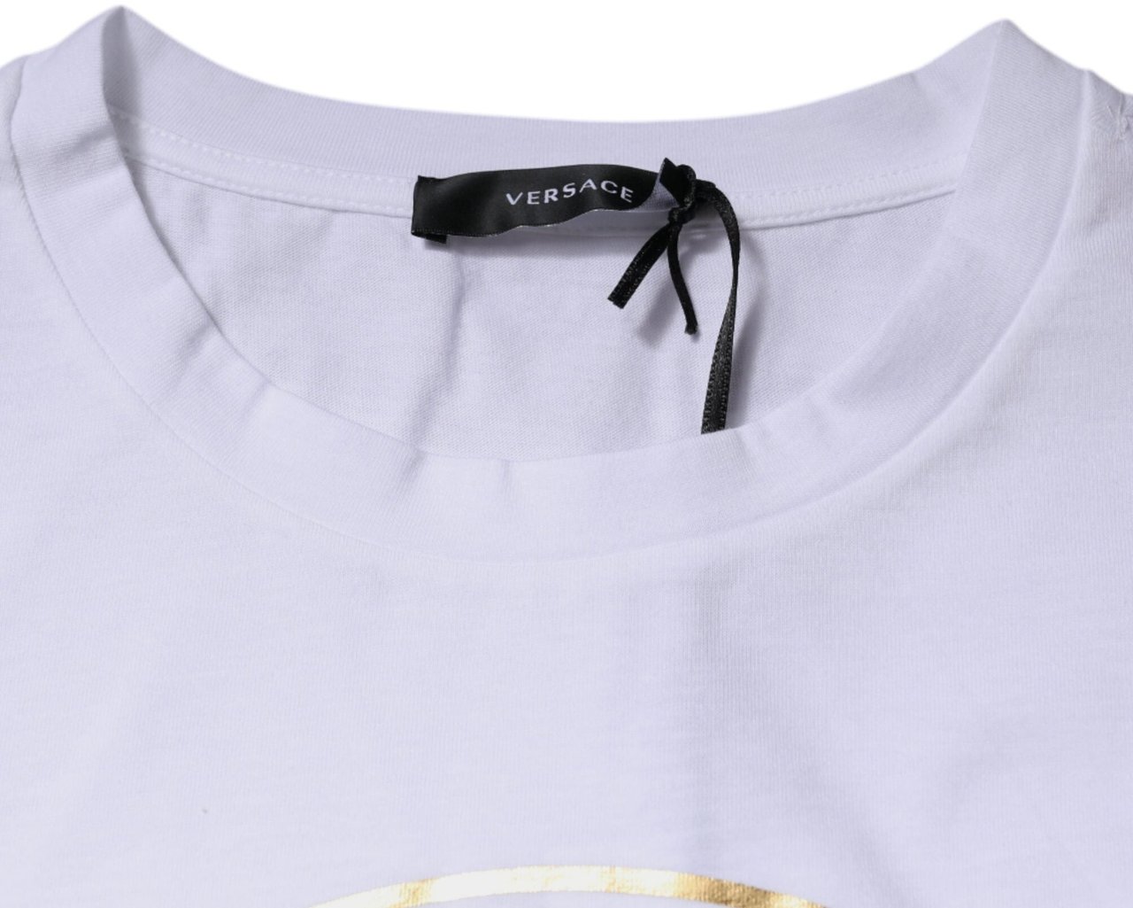 Versace White Medusa Print Cotton Crew Neck T-shirt Wit