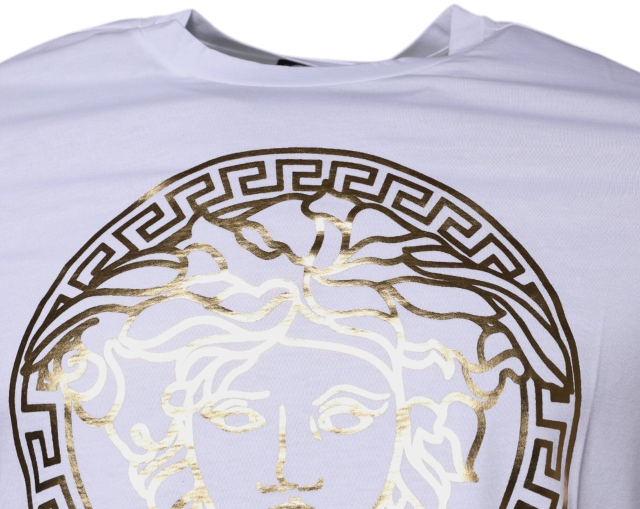 Versace White Medusa Print Cotton Crew Neck T-shirt Wit