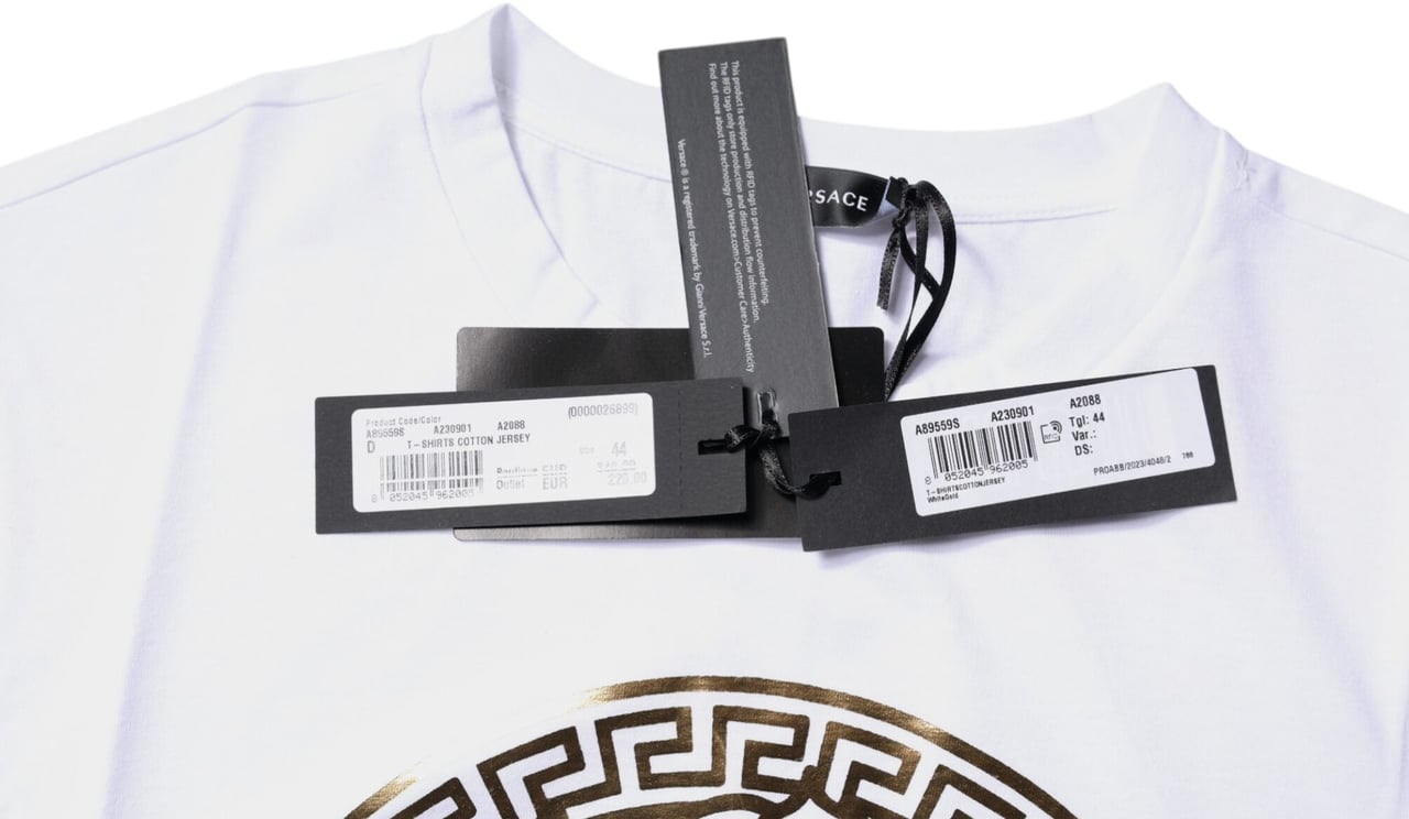Versace White Medusa Print Cotton Crew Neck T-shirt Wit