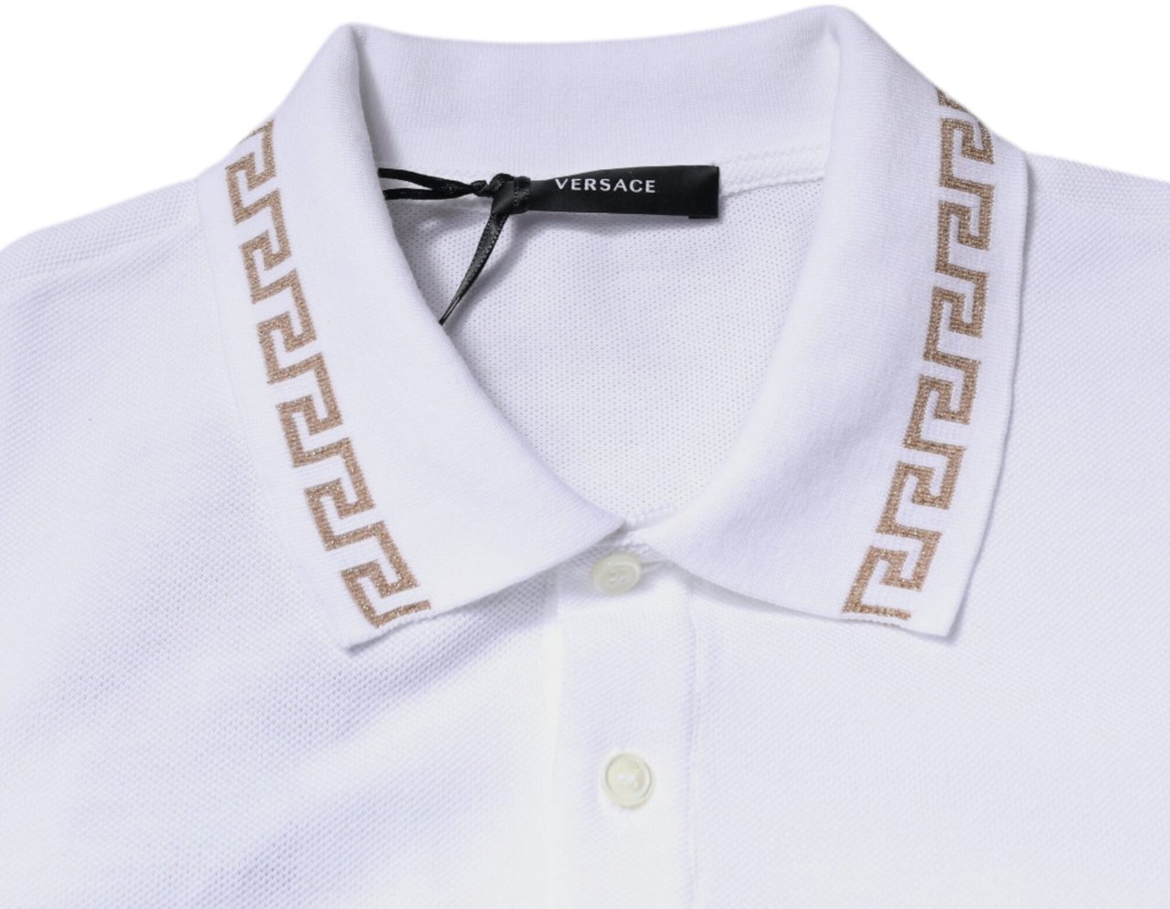 Versace White Viscose Collared Men Polo Short Sleeves T-shirt Wit