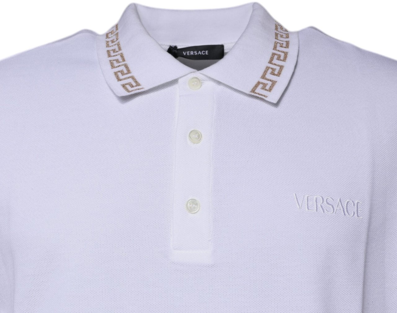 Versace White Viscose Collared Men Polo Short Sleeves T-shirt Wit