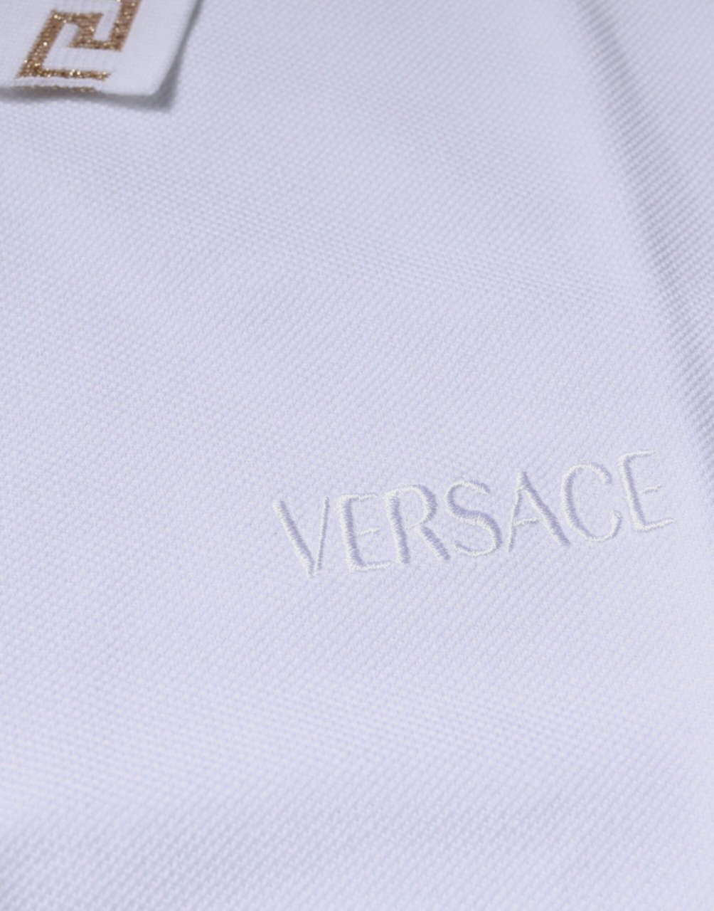 Versace White Viscose Collared Men Polo Short Sleeves T-shirt Wit
