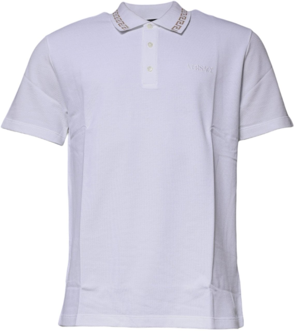 Versace White Viscose Collared Men Polo Short Sleeves T-shirt Wit