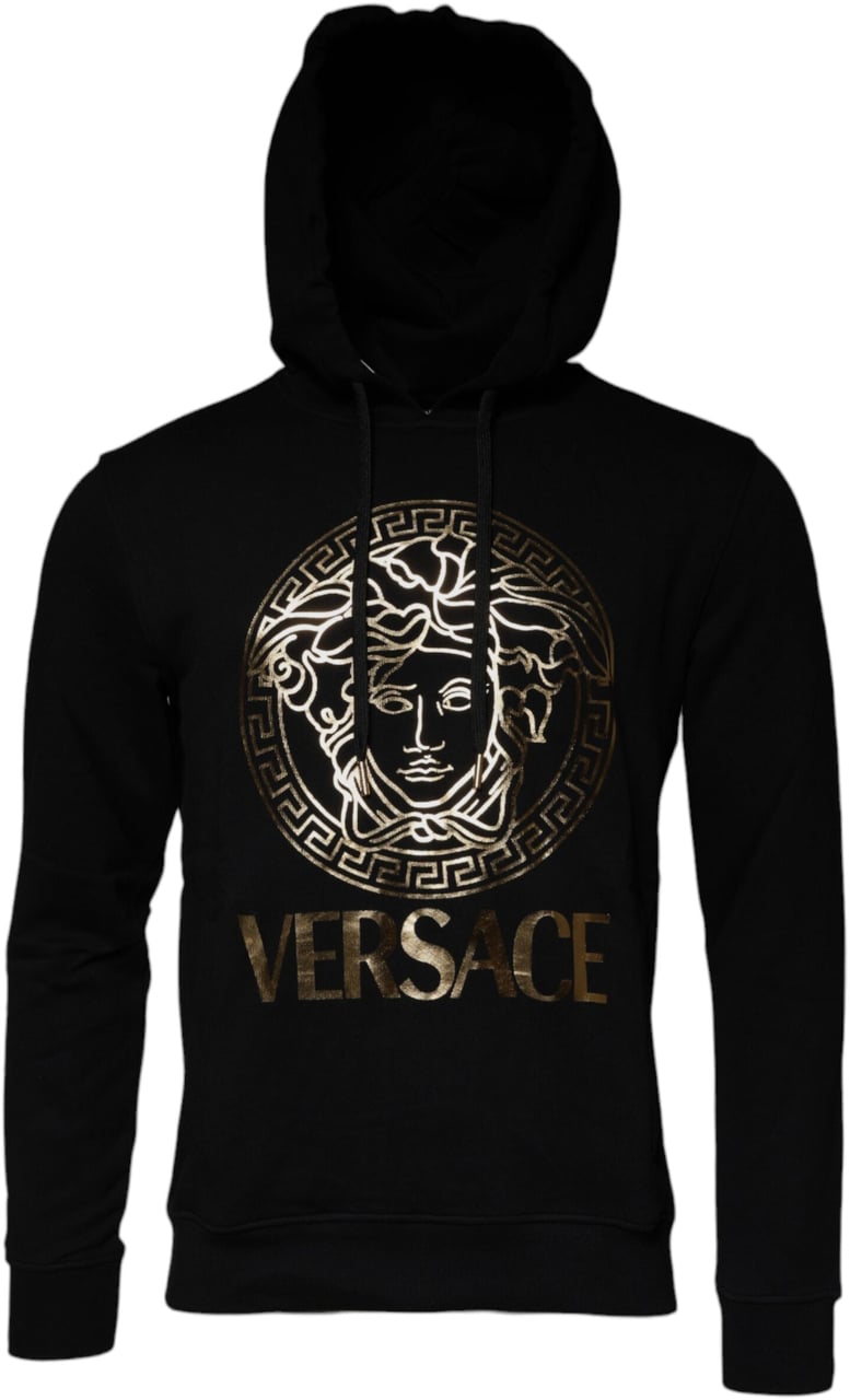 Versace Black Medusa Cotton Hoodie Pullover Sweatshirt Sweater Zwart