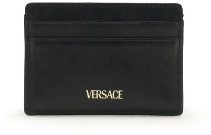 Versace Versace Black Calf Leather Bos Taurus Wallet Zwart