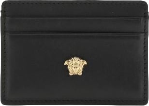 Versace Versace Black Calf Leather Bos Taurus Wallet Zwart